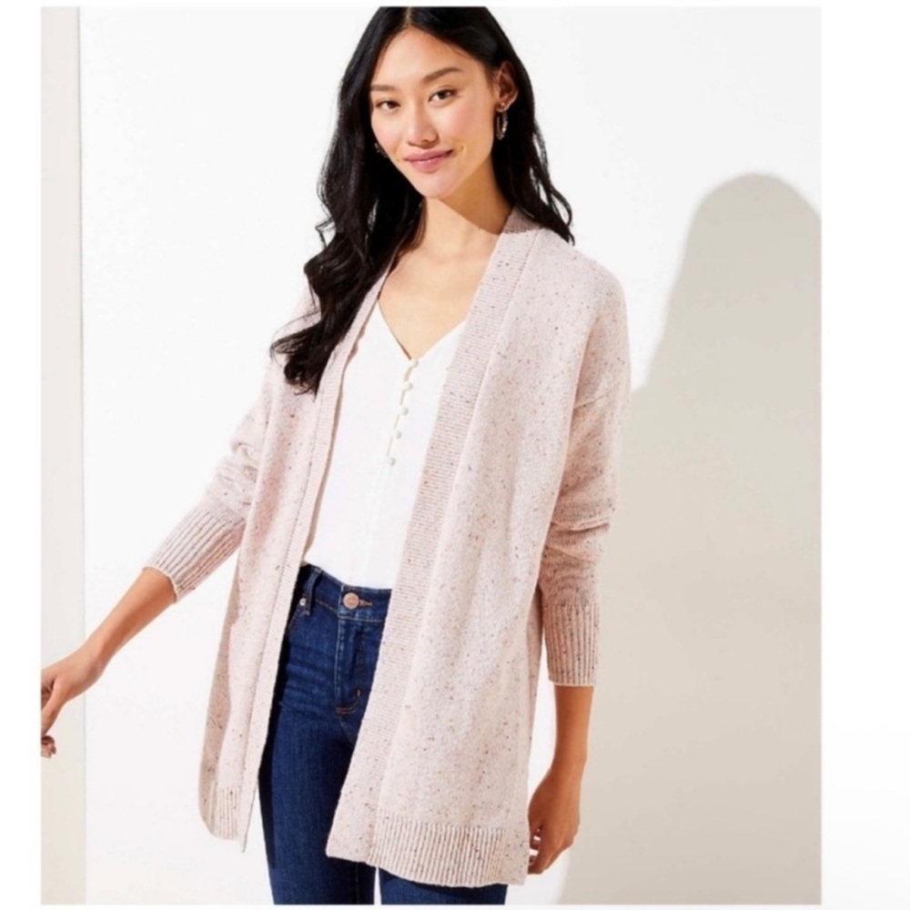 Loft NWT Pink Multi Flecked Open Cardigan 16/18
